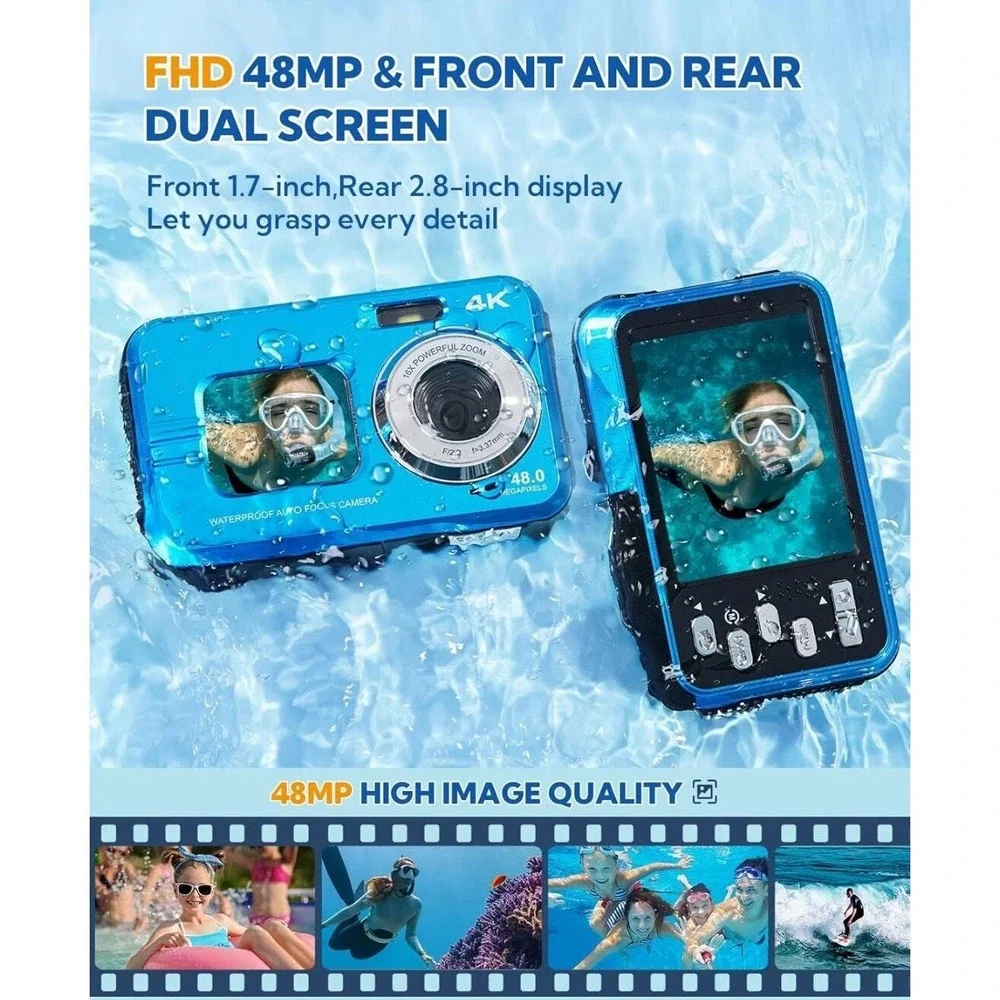 Underwater Camera,‎ 4K 48MP Autofocus Waterproof Digital Camera